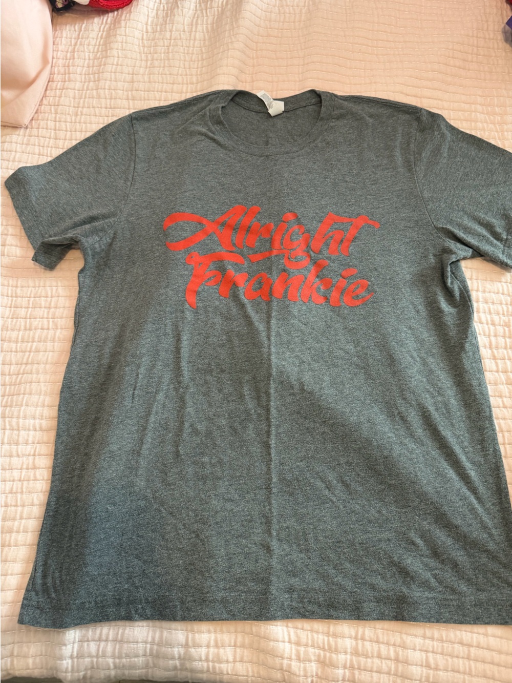 Alright Frankie Men's Gray Short Sleeve Tee with Red Script